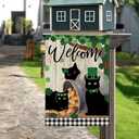 DLZDN St Patricks Day Black Cat Garden Flag Shamrocks Clovers Garden Flag 1218 Inch Double Sided Buffalo Plaid Farmhouse Welcome Yard Flag Holiday Outdoor Decor