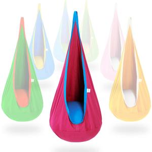 OUTREE Kids Pod Swing Seat, Cotton Child Hammock Swing Chair, Sensory Swing for Indoor and Outdoor Use, Pink and Blue
