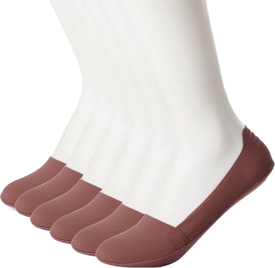 Women's No Show Socks 6/8 Pairs, Low Cut Liner Thin Ice Silk Non Slip Hidden Invisible Socks Cool And Breathable (6 Dark pink)