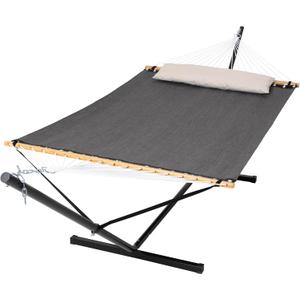SUNCREAT Hammocks for Outside with Stand, Extra Large Double Hammocks 2 Person Heavy Duty, 450 lbs Capacity, Dark Gray