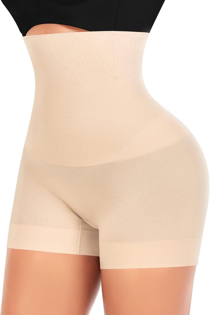 Werena Seamless Shaping Boyshorts Panties for Women Slip Shorts Under Dress Shapewear Shorts Tummy Control Underwear (Medium, C# Beige-high Rise)