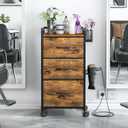 Salon Station for Hair Stylist, Rolling Salon Trolley Cart with Wheels, Beauty Barber Station with Metal Tool Holder & 3 Fabric Drawers, Mobile Storage Cabinet for Barbershop, Spa&Tattoo, Rustic Brown