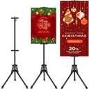 Poster Stand for Display, 80'' Adjustable Sign Stand Tripod, Retractable Poster Board Stand Double-Sided Banner Stand, Foldable Floor Standing Sign Holder Signage Stand with Portable Bag, Black (1 Pack Black)