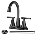 4 Inch Bathroom Faucets for Sink 3 Hole, Faucet for Bathroom Sink with Pop-up Drain & Supply Hoses, 2-Handle 360 Swivel Spout Stainless Steel Lead-Free, Centerset Faucet for Vanity Lavatory