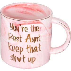Aunt Gifts from Niece Nephew - BAE Cup You're the Best Aunt Keep That Up Mug - Funny Birthday Gifts for Auntie Her Sister - Mother's Day Christmas Gift Idea - Cute Pink Cup 11.5oz