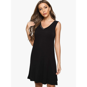 GYS Womens Bamboo-Derived Viscose Nightgowns Soft Sleeveless V Neck Nightdress Lightweight Sleep Shirt L