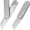 TGZUO Titanium Alloy 360°Foulding Pocket Knife with Clip Flipper EDC Mini Box Cutter Magnetic Opening Outdoor Utility 12pcs Carbon Steel Blades