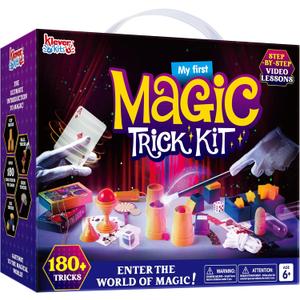 Klever Kits 180+ Magic Set- My First Magic Trick Kit- Amazing Magician Toy with Step-by-Step Video Lessons, for Kids Aged 6+ Easy Tricks of Wand and Illusion Cards by Jova