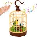 Singing Bird in a Cage Toy, Voice-Activated Induction Birdcage with Talking Chirping Parrot, Realistic Moving Animation, Lifelike Sound, Motion Sensor Music Box, Desk Room Decor (No battery included)