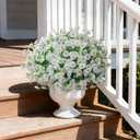 Ivydale 24 Bundles Artificial Flowers for Outdoors Summer Outside Decoration, Faux Silk Petunias White Fake Flowers Bulk Realistic UV Resistant Plants for Outdoor Planters Porch Patio Garden Yard Home