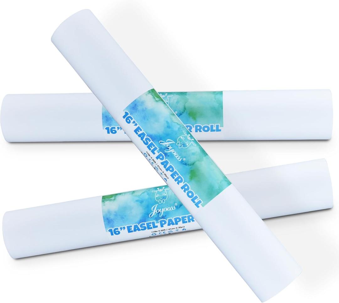 Joyooss Easel Paper Roll, Drawing Art Paper Roll Wide 16" x 984" Long (82 Feet) Painting Roll of Paper Kid Art and Craft Coloring White Paper for Kids Wrapping Doodle Gift 3 Packs