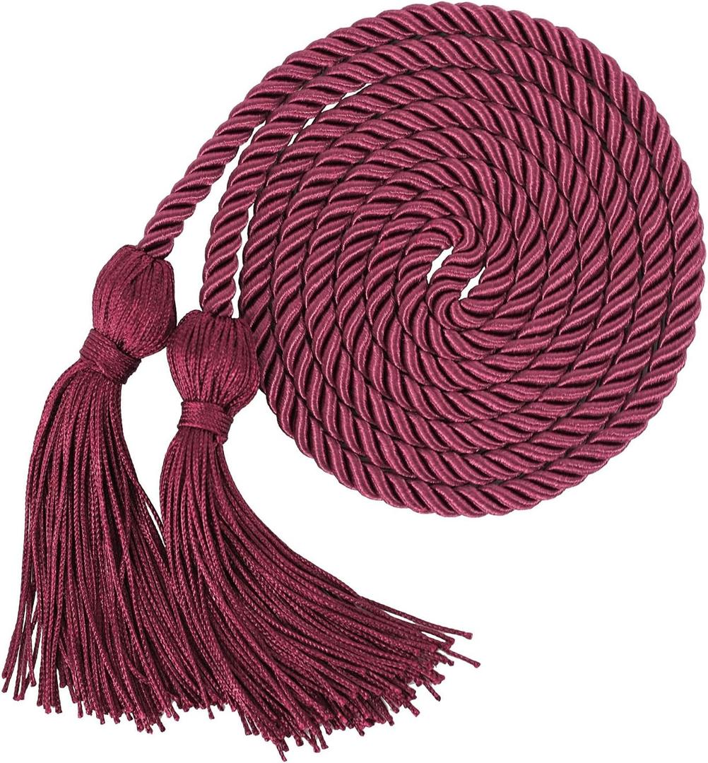 SAMDEEMI Solid & Multi-Color Graduation Honor Cord Rope with Tassel, 68" Long for High School College Graduation Ceremony, Maroon