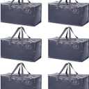 6 Pack Extra Heavy Duty Large Moving Bags with Zippers & Carrying Handles Sturdy & Durable Clothes Storage Bags,Water Resistant,Moving Boxes for Space Saving for College Supplies,black bag(PP,GREY)