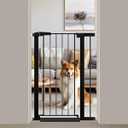 Fairy Baby Narrow Baby Gate 24.5"-29.5" Inch Wide, 38" Tall Pressure Mounted Auto-Close Small Pet Gate for Stairs and Doorways, No Drill Metal Safety Gate Indoor for Kids and Pets, Black