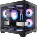 darkFlash ITX PC Case, Pre-Install 3 PWM ARGB Fans Computer Case, Full View Dual Tempered Glass ITX Case, Mini Size, Supports 240mm AIO(C275P) (Black)