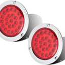 LIMICAR 4" Round LED Trailer Tail Light 2PCS 24 LED Stop Turn Signal Brake Marker Clearance Running Lights w/Chrome Bezels for Trucks Trailer RV Waterproof