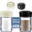 CRYSTALIA Clear Plastic Camping Salt and Pepper Shakers, 2 Pack Mini Salt and Pepper Shakers with Lid, BPA Free Plastic Condiment Containers for Picnic, Camping, Travel, Work, Purse, Catering