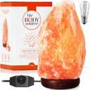 The Body Source Himalayan Salt Lamp | 8-10 in (7-11 lb) | Natural Salt Rock Lamp with Dimmer Switch & Wooden Base | Night Light & Bulb Replacement