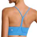 RUNNING GIRL Y-Back Sports Bras for Women, Medium Impact Wirefree Padded Bra Workout Crop Top Longline Sports Bra Push up (Blue)