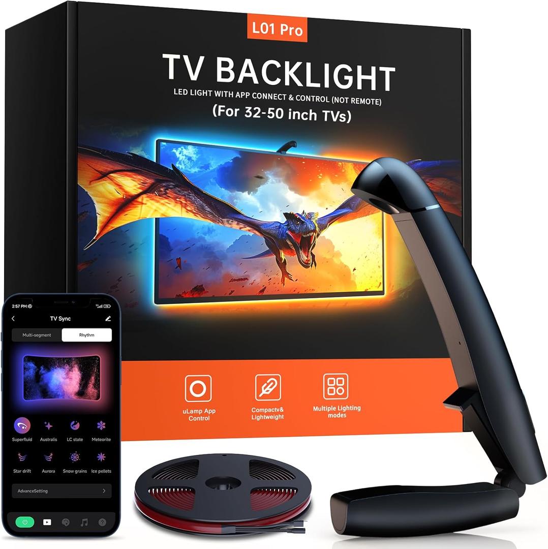 TV LED Backlight, 11.5ft Cuttable TV Lights That Change with TV for 32-50 Inch Screen and PC Monitor, TV Backlight with Sensor, Smart App Control, Game & Music Sync Color Changing Lights