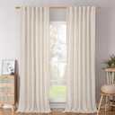 BGment Long 102 Inch Length Linen Curtains for Living Room, Rod Pocket Textured Burlap Drapes Rustic Country Light Filtering for Bedroom Dining Room Sheer Back Tab, 2 Panel, 52 Inch Wide Each Panel,52"W x 102"L (Pack of 2), Linen