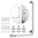 Polished Chrome Angled Grab Bar 16x24 Inch, iHansee Bathroom Safety Bar w/Anti-Slip Knurled Grip, Wall Mount L Shaped Shower Handle for Elderly Senior Handicap, Toilet Bathtub Balance Support Bar