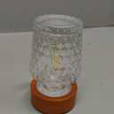 Mini Soft Warm LED Night Light, Battery Operated Portable Glass Lamp with Timer, Art Deco Style, Crystal Color, for Adults