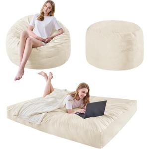 Bean Bag Chairs for Adults - Giant Bean Bag Convertible Floor Sofa, Youth