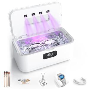 Ultrasonic Jewelry Cleaner,50Khz Professional Jewelry Cleaner Ultrasonic Machine for Jewelry, Eyeglasses, Rings, Watch Strap, Dentures, White