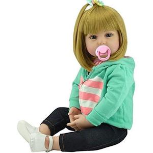 Realistic Reborn Toddlers Dolls Girls Blond Hair Look Real Soft Vinyl Reborn Raby Doll Silicone 24 Inches with Clothes Accessories