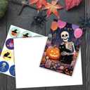 24 Pack Black Cat Halloween Greeting Cards Set, Boxed Spooky Season Gift for Friends Family, 8 Cat-Themed Halloween Cards Bulk With Envelopes and Stickers, 4x6in