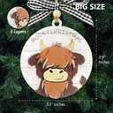 10 x 2 Layered Wooden Highland Cow Christmas Ornaments, Farmhouse Christmas Decor, Western Farm Decor Gifts for Family, Mom, Dad, Friends, Cow Farmers, Hanging on Holiday Decorations (Baby)