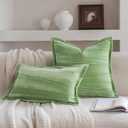 Neelvin Set of 2 Velvet Decorative Throw Pillow Covers 18x18 Inch Green Modern Luxury Cushion Covers Textured Pillow Cases for Living Room Home Decor Couch Sofa