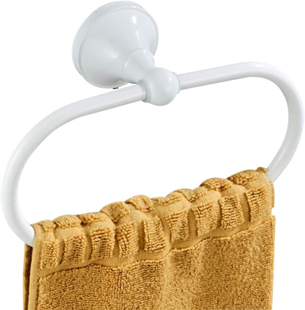 Flybath Oval Towel Ring Antique Brass Hanger Hand Towel Holder for Bathroom Kitchen Accessories Wall Mounted, White Finish Flybath Oval Towel Ring Antique Brass Hanger Hand Towel Holder for Bathroom Kitchen Accessories Wall Mounted, White Finish