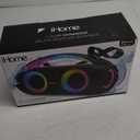 iHome Bluetooth Speaker Boombox with FM Radio, Color Changing Lights and Remote Control, Splash-Proof Wireless Speaker is Portable and Rechargeable (iBT920B.EXv24)