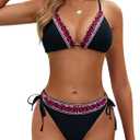 BMJL Womens Bikini Sets Triangle Sexy Swimsuit Color Block String Two Piece Bathing Suit 2025 (Medium, Black)