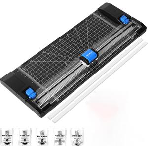 Paper Cutter Personal Rotary Trimmer Paper Trimmer Paper Cutter for cardstock with Automatic Security Safeguard and Side Ruler for Craft Paper, Coupon, Label, and Cardstock, 12-inch Black Paper Cutters