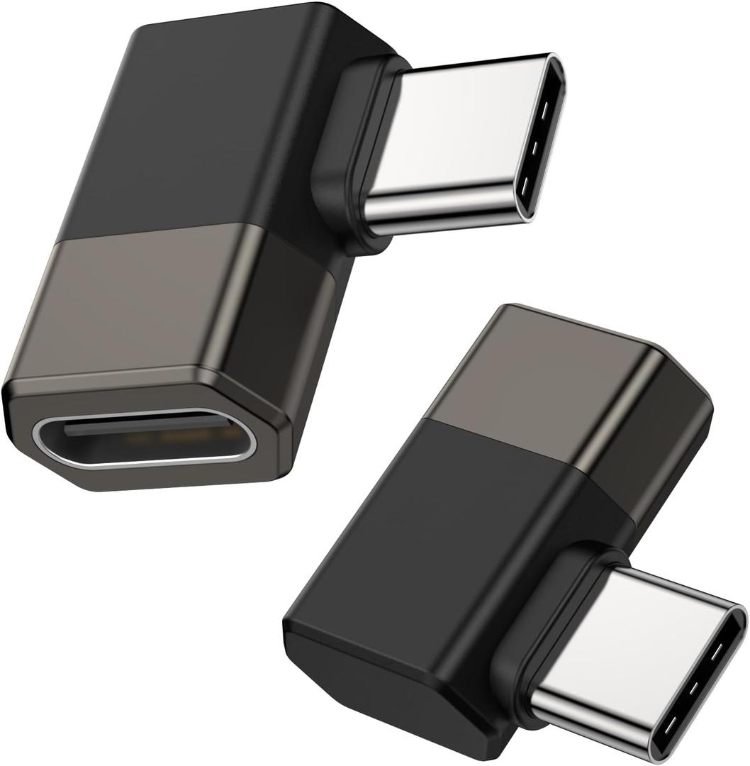 5 x Fidioto Right Angle USB C Adapter 2Pack, Zinc alloy adapters, 90 Degree USB C Male to Type C Female Adapter Compatible with MacBook/Steam Deck/Switch/Notebook/PC/Tablet/Type-C Phones and More Devices.