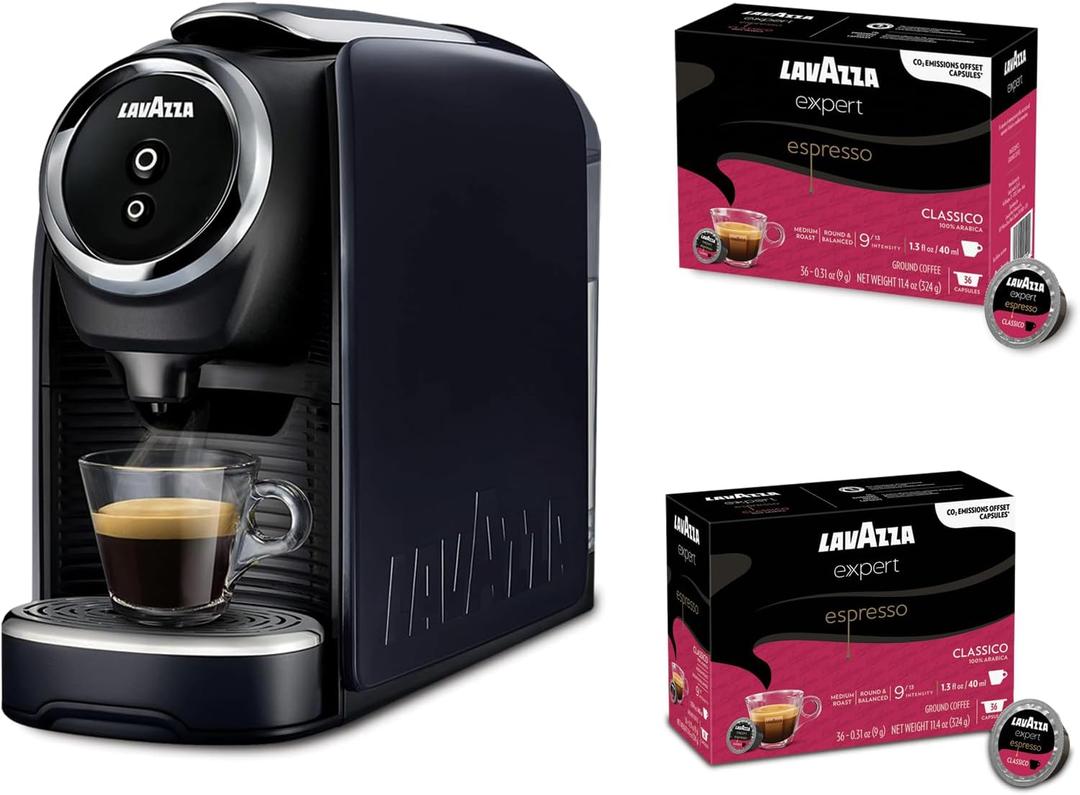 Lavazza Classy Mini Coffee Maker 72 Count Classico Espresso Capsules Compact Single-Serve Machine for Espresso & Lungo Compatible Expert Pods