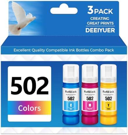 DEEIYUER 502 Ink Refill Bottles ET-2850 ET-3850 ET-15000 ET-4850 502 Color Ink Compatible for Ecotank ET 2850 ET 3850 ET-4760 ET-2760 ET-3830 ET 15000 ET 4850 ET-3843 2750 4750 Printer DEEIYUER 502 Ink Refill Bottles ET-2850 ET-3850 ET-15000 ET-4850 502 Color Ink Compatible for Ecotank ET 2850 ET 3850 ET-4760 ET-2760 ET-3830 ET 15000 ET 4850 ET-3843 2750 4750 Printer