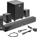 Acoustic Audio 5.1 Surround Sound Home Theater Sound Bar with Bluetooth, RCA, Optical, ARC, AUX, Wireless Subwoofer and Remote Control - AA5190 (Black)