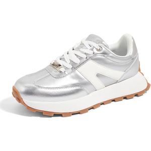 LUCKY STEP Women's Platform Fashion Sneakers Retro Classic Trainers Casual Lace-up Stylish Tennis Running Walking Shoes (8.5)