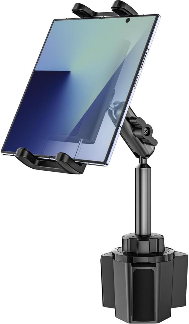 Z Fold Car Mount, [Sturdy Metal Arm] Cup Holder Folding Phone Mount, 360 Adjustable Tablet Phone Stand Truck CupHolder for Galaxy Z Fold 7 6 5 4 3 2, Pixel Fold, Galaxy Tab, 4-13" Device