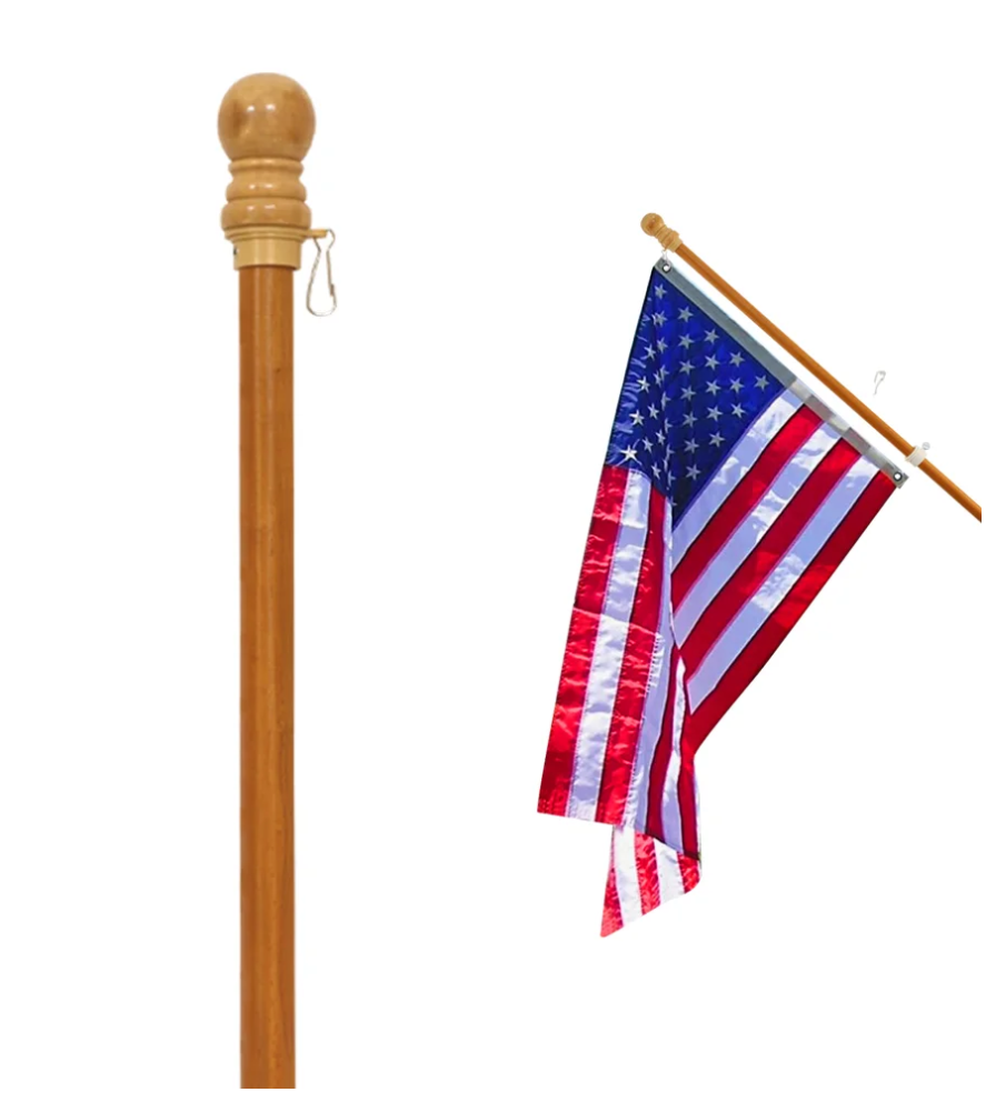 Anley 56" Pine Wooden House Flagpole - for Sleeve House Flags (28" x 40") - Wood Flag Pole with Tangle Free Design, Rotating Rings and Anti-Wrap Tube -Flag and Flagpole Holder NOT Included