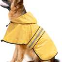 Ezierfy Hooded Dog Rain Coats - Reflective Adjustable Pet Rain Coat, Lightweight Dog Waterproof Raincoat Slicker Poncho with Leash Hole for Small, Medium, Large Dogs (Yellow, X-Large)