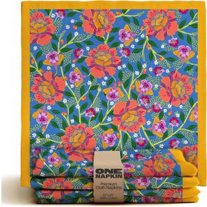 Premium Cloth Napkins in Homegrown Love Print | 20"x20" Cotton Dinner Table Napkins | Elegant, Sustainable, Machine Washable Table Linens | Set of 4