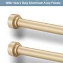 2 Pack Heavy Duty 1 Inch Diameter Single Curtain Rods 72-144 Adjustable Window Curtain Rod with Aluminum Alloy Cylindrical Cap Finials, Wall Mount and Ceiling Mount, Light Gold