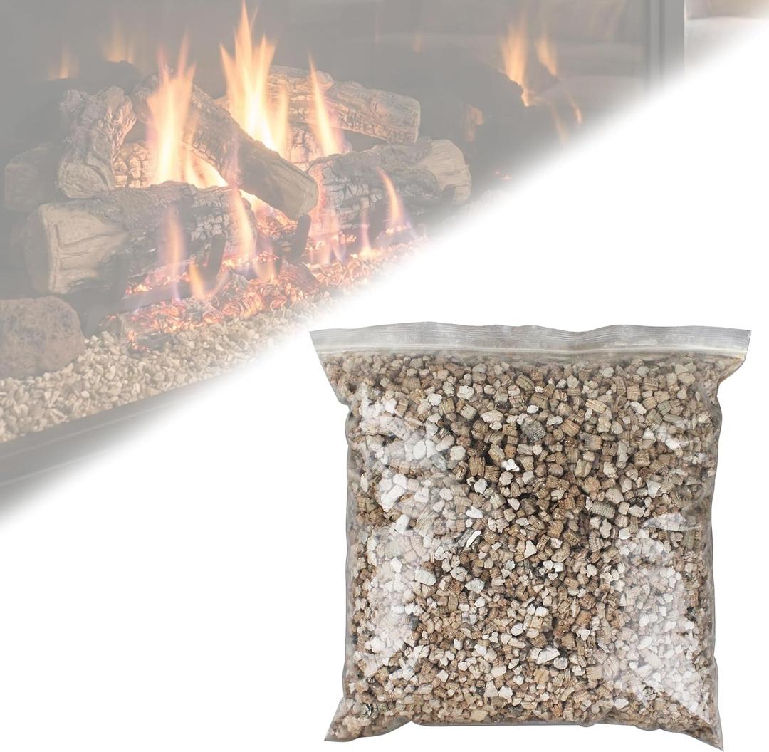 Vermiculite Granules for Gas Fireplaces - Ember Bed Material for Gas Log Sets, Natural Looking Fireplace Embers, 12 Ounce Bag