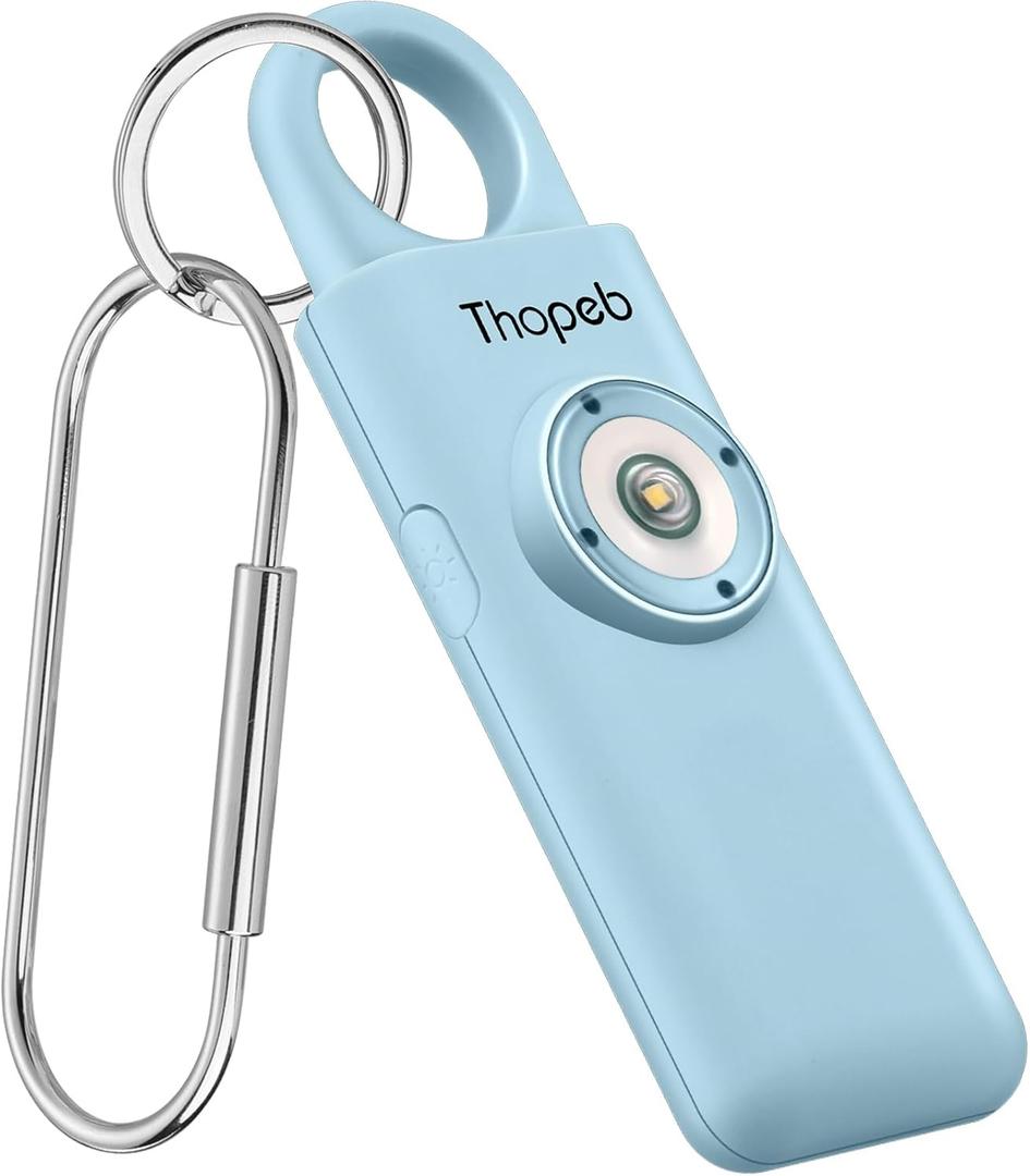 Personal Safety Alarm Keychain - 140dB Loudest Siren & Strobe Light, Rechargeable Security Alarm for Women, Men, Kids, Elderly - Self Defense Emergency Device (Aqua) (Rechargeable- Sky Blue( 2025 Version ))