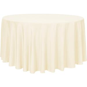 sancua Round Tablecloth - 108 Inch - Water Resistant Spill Proof Washable Polyester Table Cloth Decorative Fabric Table Cover for Dining Tables, Buffet Parties and Camping, Beige